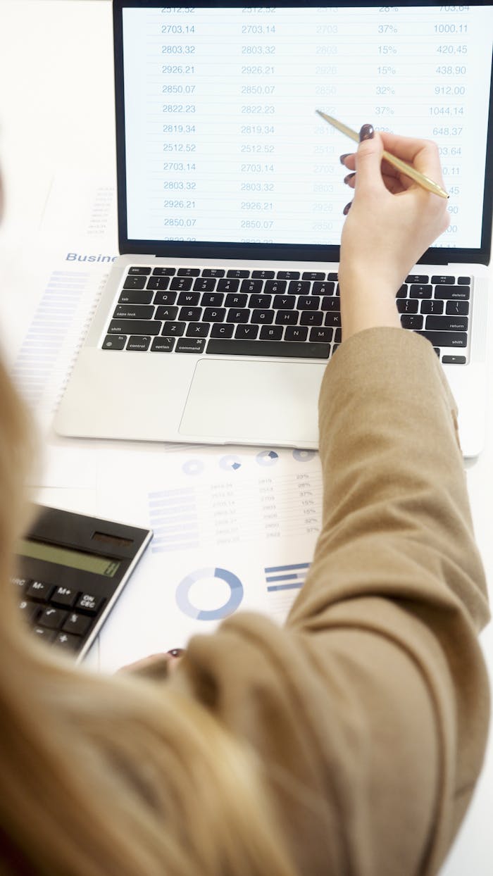 gallery-4 Business professional analyzing financial data on a laptop for strategic decision making.